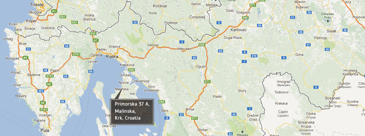 Primorska 37 A, 51511 Malinska Krk, Croatia Map of location Primorska 37 A, 51511 Malinska, Krk, Croatia